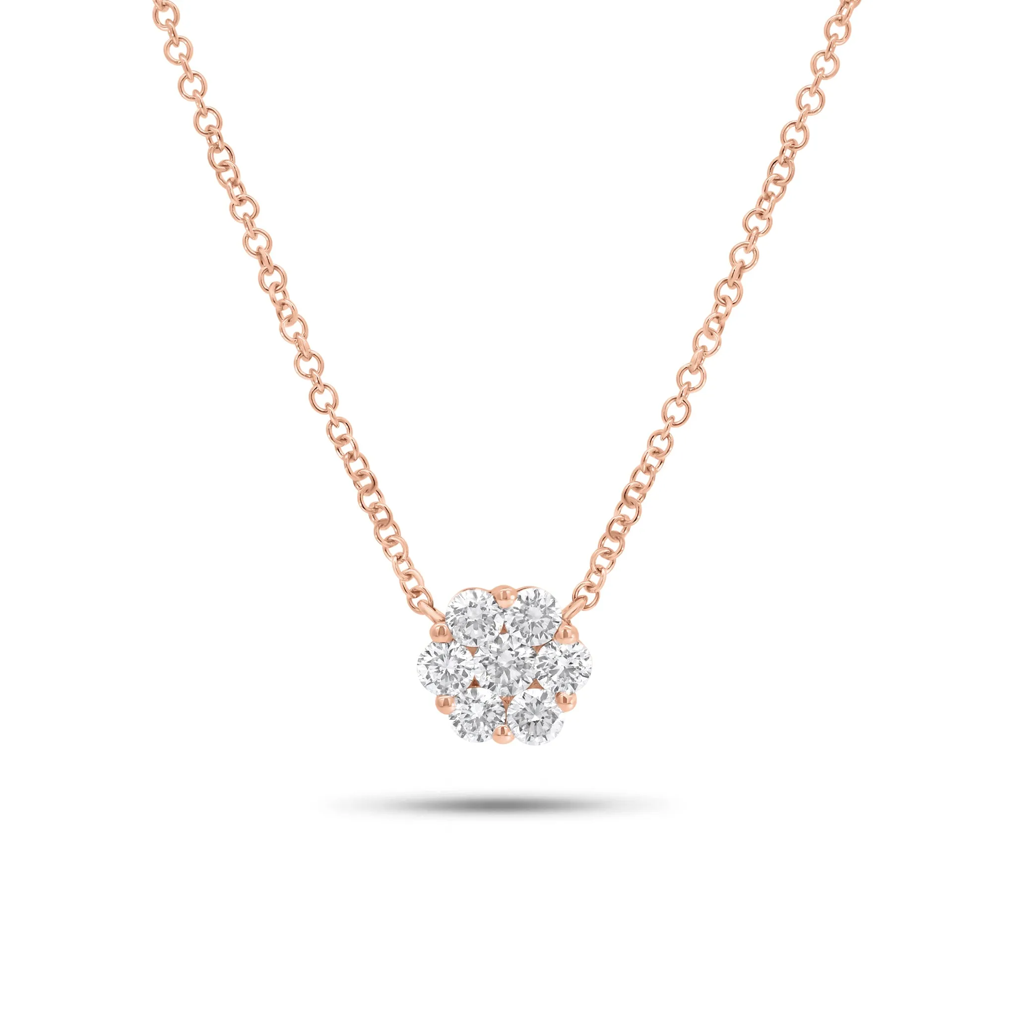 0.43 ct Diamond Cluster Pendant Necklace