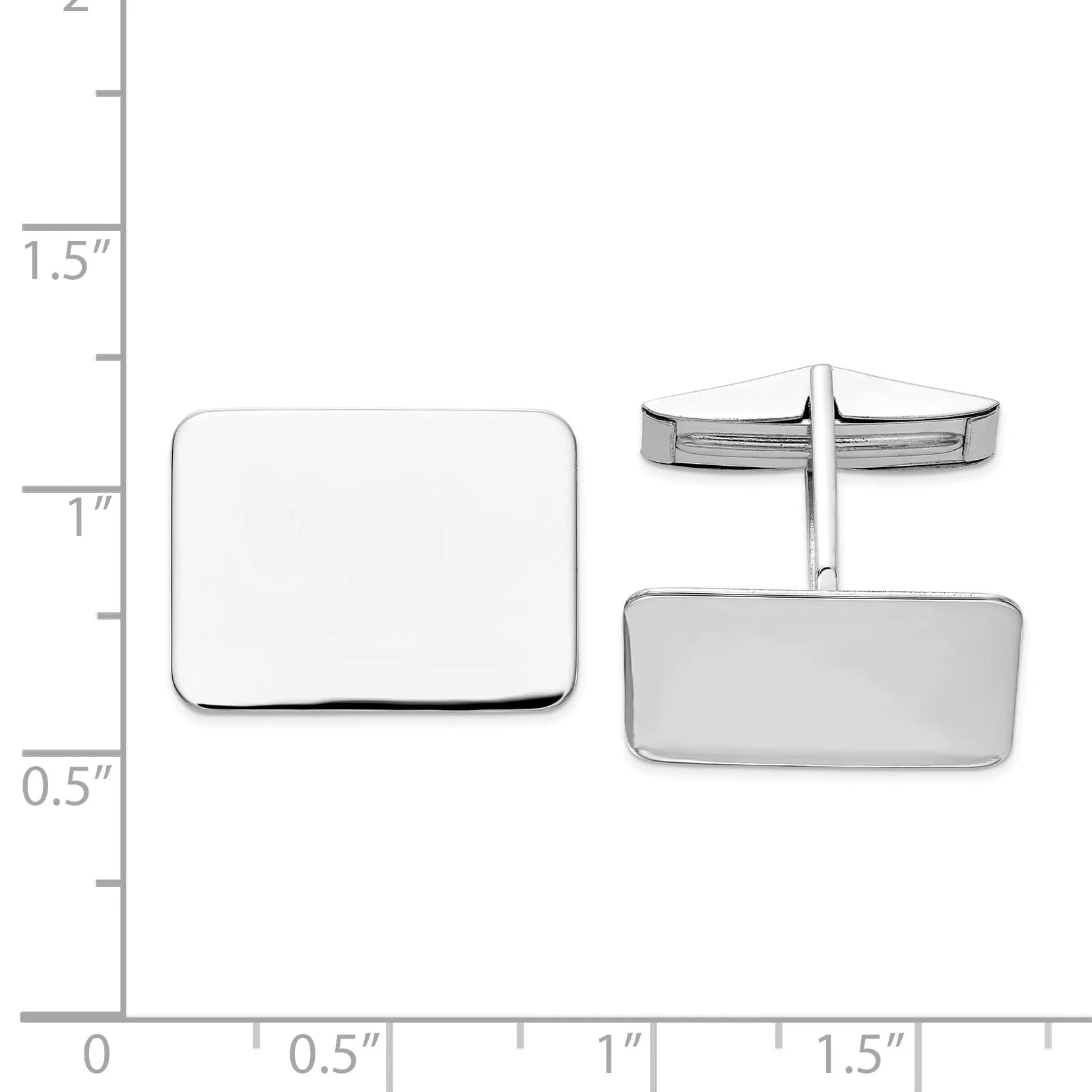 14k White Gold Rectangular Design Cuff Links