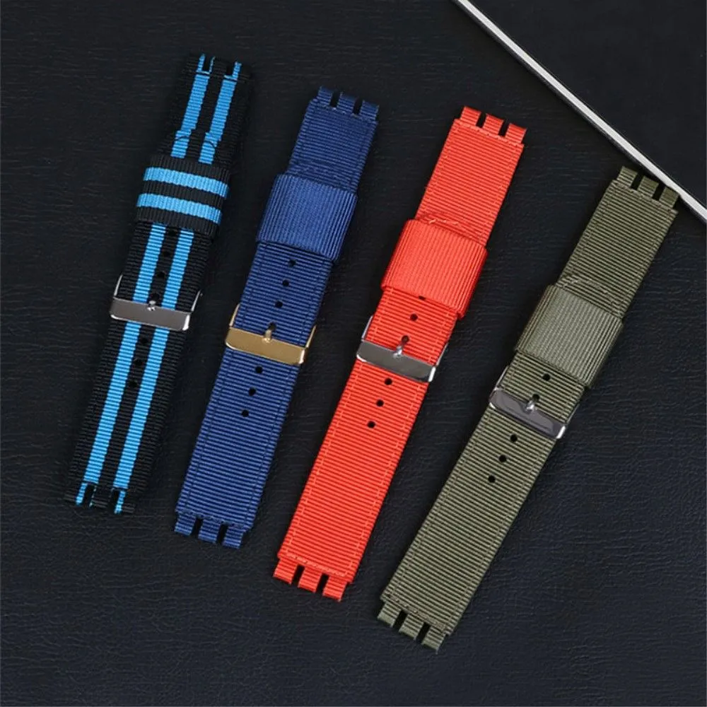 19mm Universal nylon   canvas watch strap in black buckle - Royal Blue