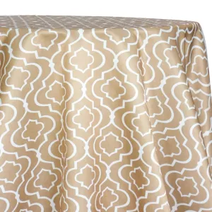 1pc - Gatsby Print (Lamour) Table Linen 120" Round - Taupe