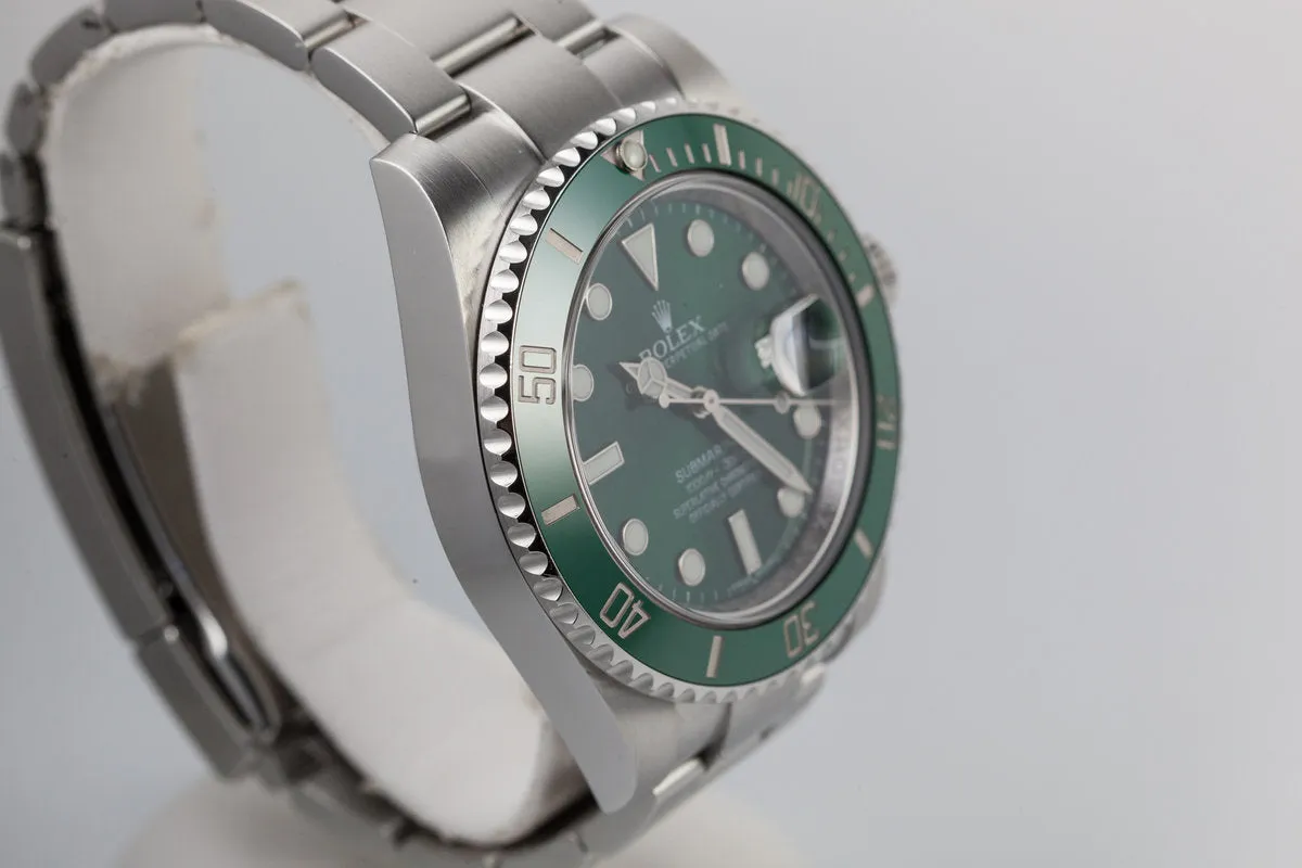 2016 Rolex Green Submariner 116610LV with Box and Papers