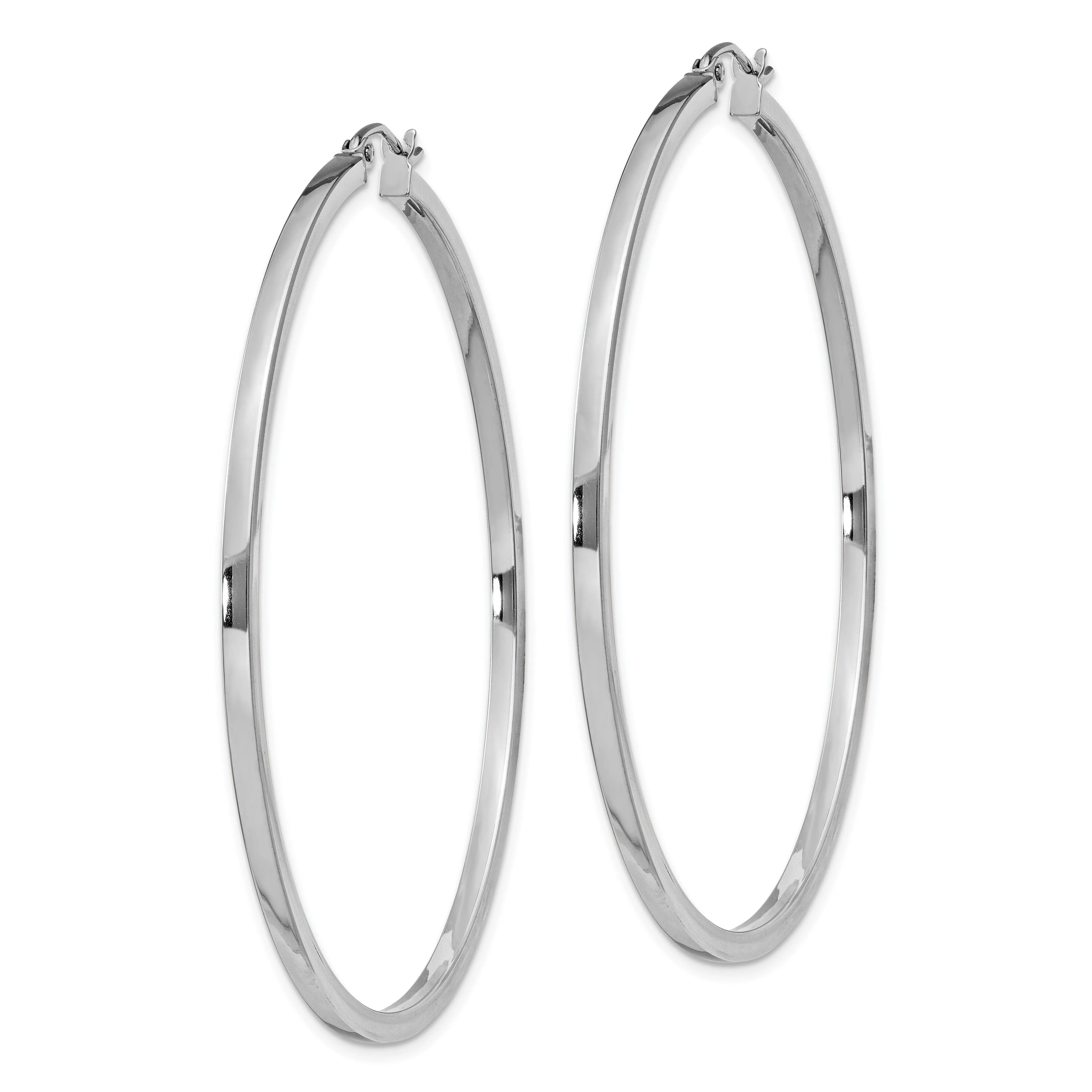 925 Sterling Silver 2MM Square Tube Hoop Earrings