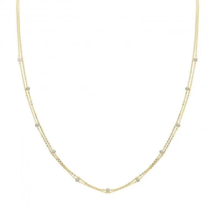 9CT Gold Zirconia Double Chain Necklet