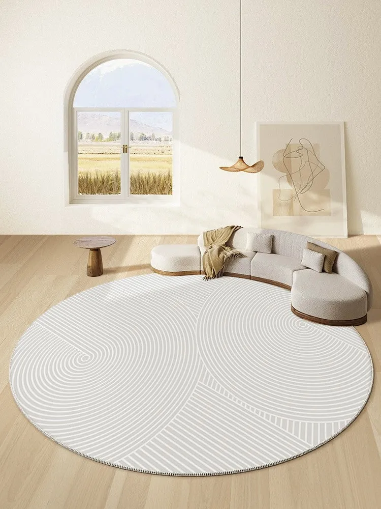 Abstract Contemporary Round Rugs for Dining Room, Geometric Modern Rug Ideas for Living Room, Soft Modern Rugs for Dining Room, Circular Modern Rugs for Bathroom