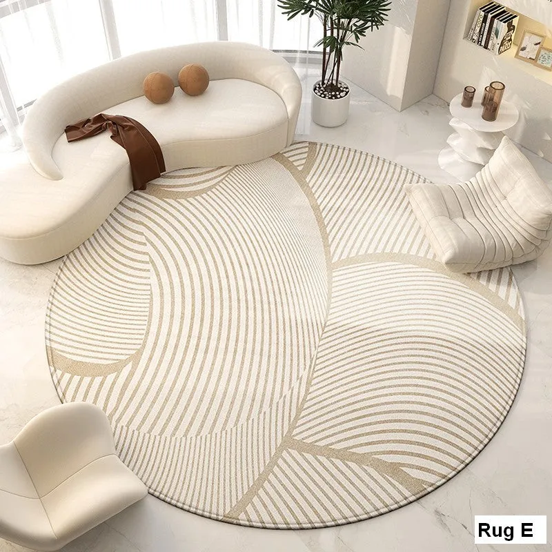 Abstract Modern Area Rugs for Bedroom, Circular Modern Rugs under Chairs, Geometric Round Rugs for Dining Room, Contemporary Modern Rug for Living Room