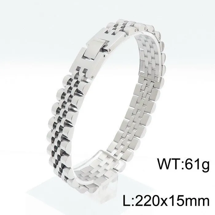 Adjustable Men's Titanium Steel Chain Bracelet with Simple Vacuum Plating - Couple's Fashion Jewelry