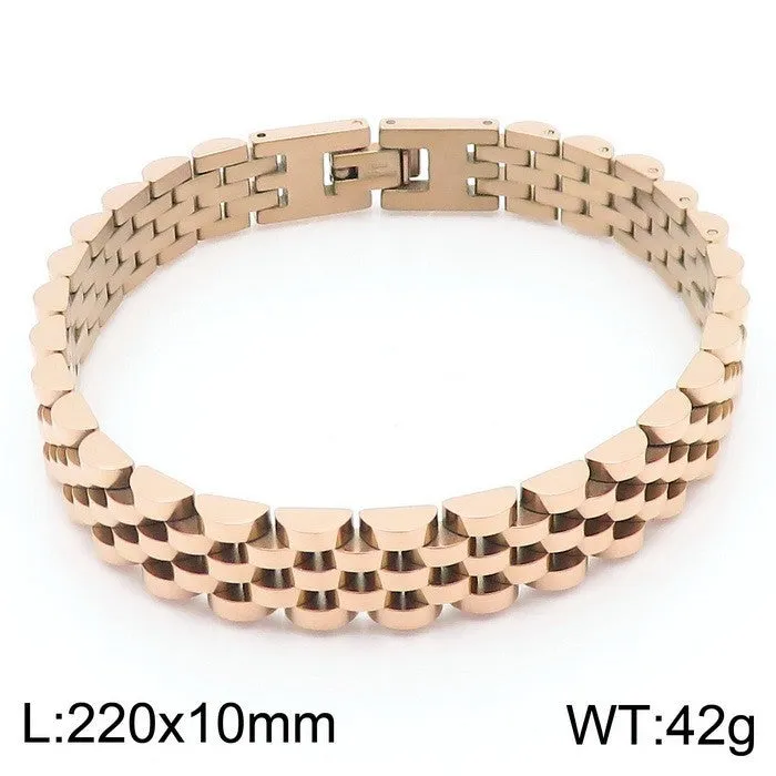 Adjustable Men's Titanium Steel Chain Bracelet with Simple Vacuum Plating - Couple's Fashion Jewelry