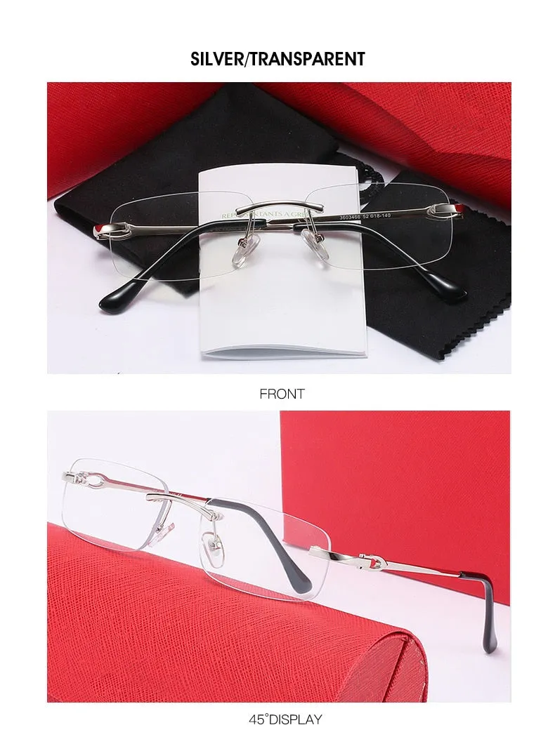 Aissuarvey Rimless Alloy Rectangular Lens Frame Men's Eyeglasses 3603466