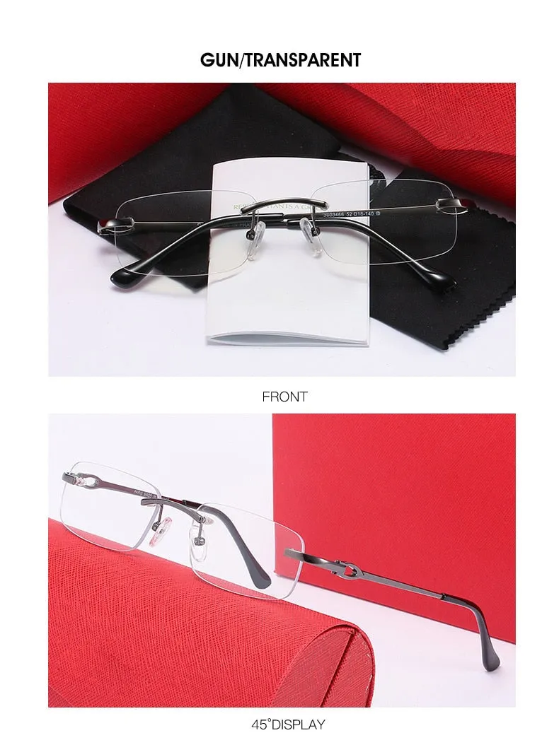 Aissuarvey Rimless Alloy Rectangular Lens Frame Men's Eyeglasses 3603466