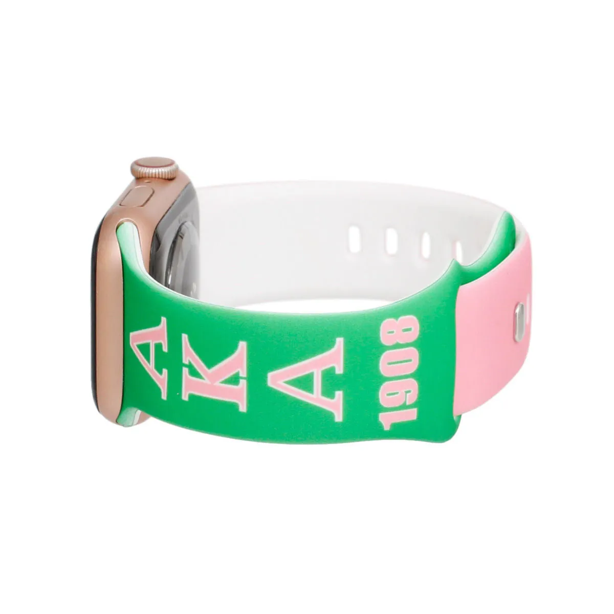 AKA Inspired Watch Band Sorority Pink and Green Apple Watch Band Strap Women