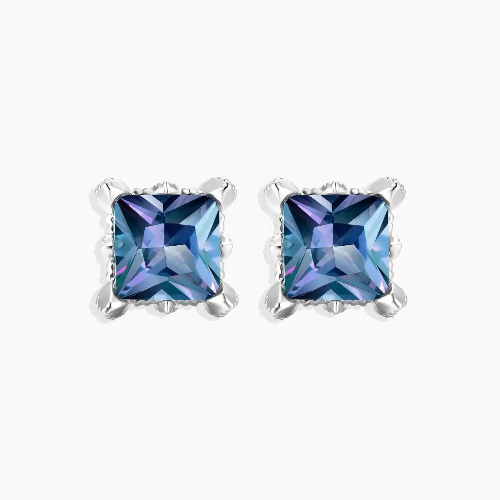 Alexandrite Princess Cut Stud Earrings - Sterling Silver | Irosk ® | June Birthstone