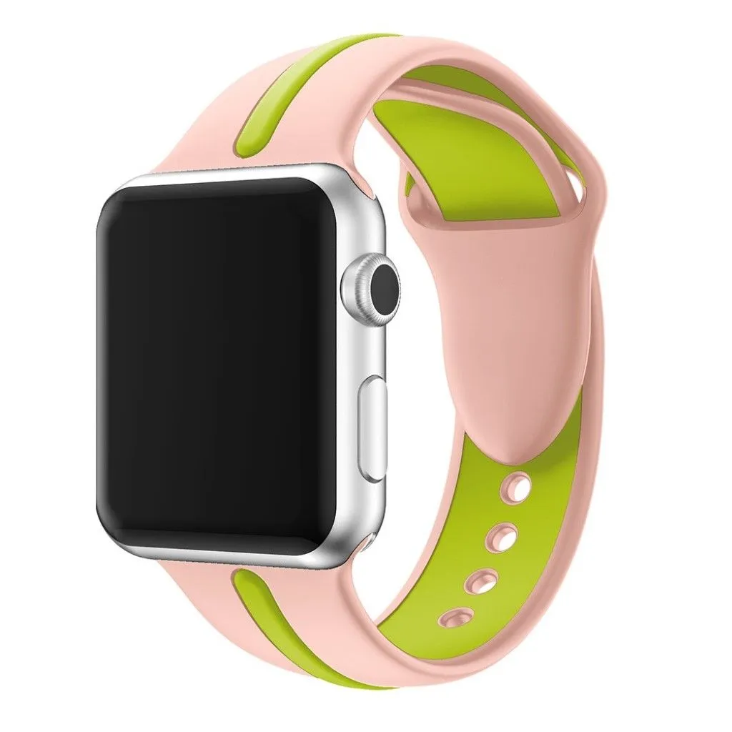 Apple Watch 38mm two-tone soft silicone watchband - Pink   Green