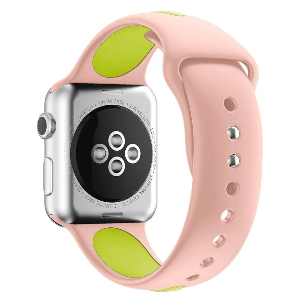 Apple Watch 38mm two-tone soft silicone watchband - Pink   Green