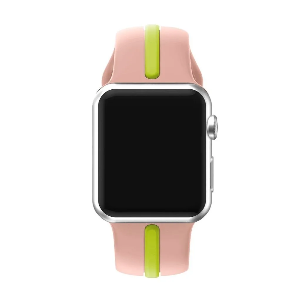 Apple Watch 38mm two-tone soft silicone watchband - Pink   Green