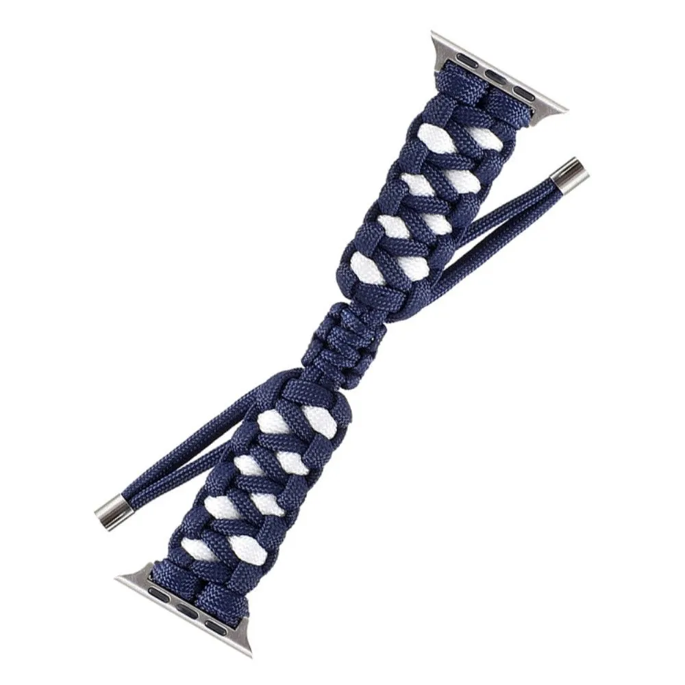 Apple Watch (45mm) unique nylon watch strap - Dark Blue / White