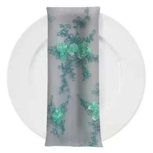 Baby Rose Embroidery (w/ Poly Lining) Table Napkin in Mint