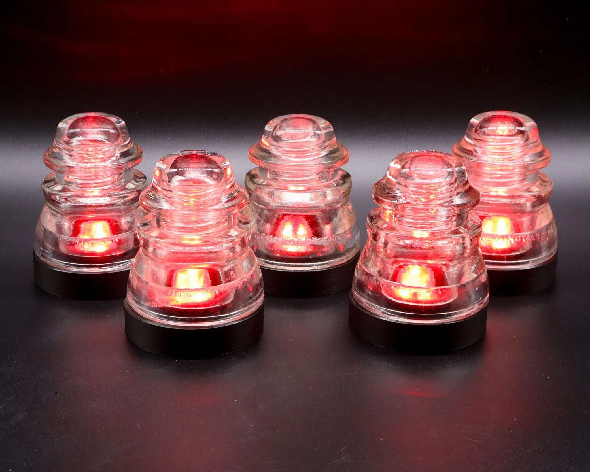 Battery Powered Lamp Base Set With Remote for "Hemingray-40, -42, -45" Glass Insulators