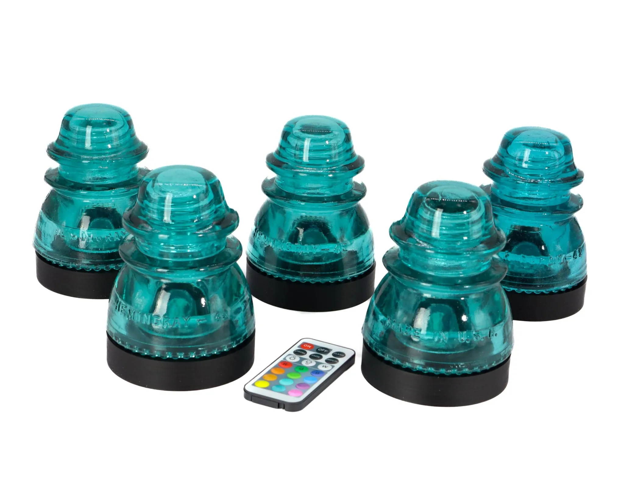 Battery Powered Lamp Base Set With Remote for "Hemingray-40, -42, -45" Glass Insulators