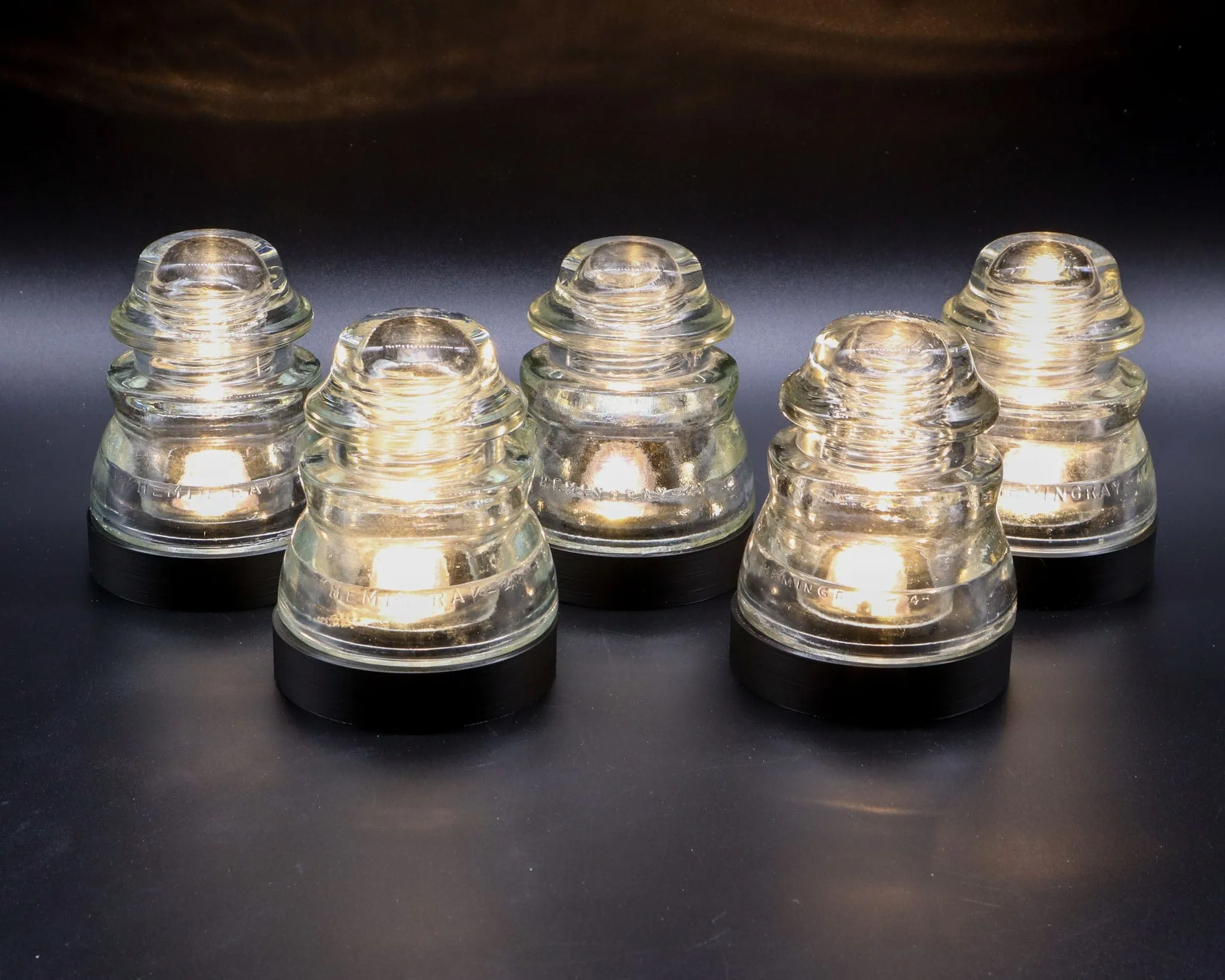 Battery Powered Lamp Base Set With Remote for "Hemingray-40, -42, -45" Glass Insulators