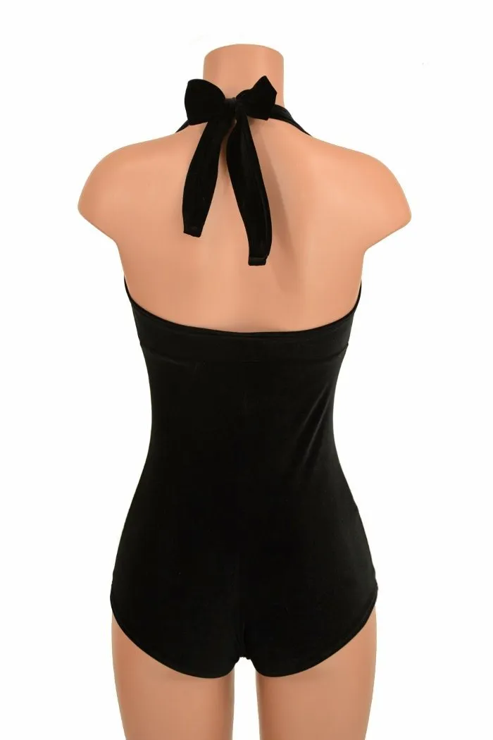 Black Velvet "Monroe" Halter Romper