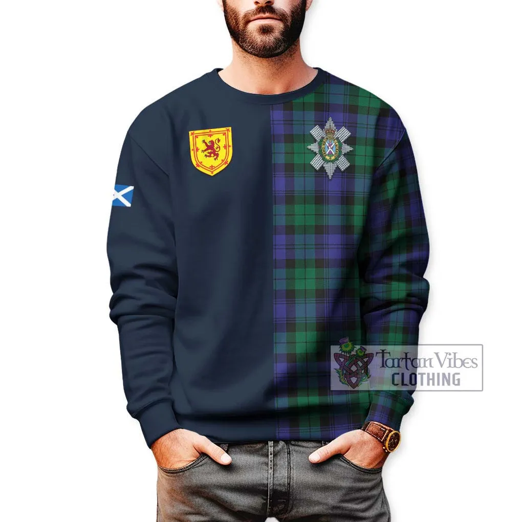 Black Watch Modern Tartan Sweatshirt Alba with Scottish Lion Royal Arm Half Style