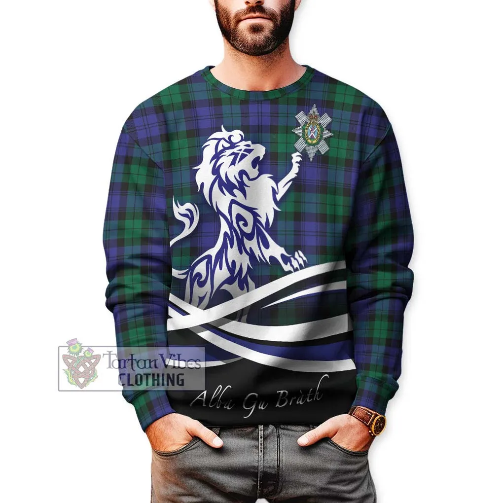 Black Watch Modern Tartan Sweatshirt with Alba Gu Brath Regal Lion Emblem