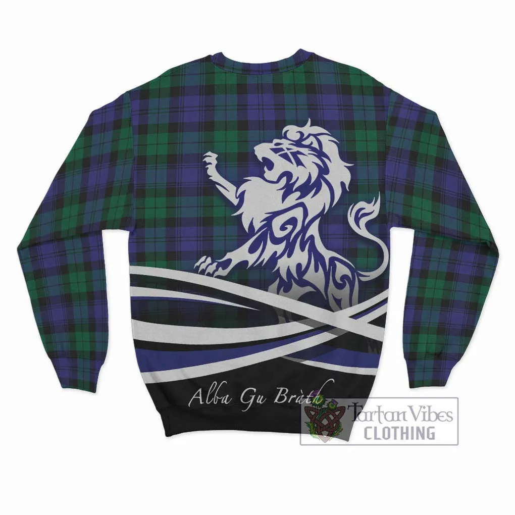 Black Watch Modern Tartan Sweatshirt with Alba Gu Brath Regal Lion Emblem