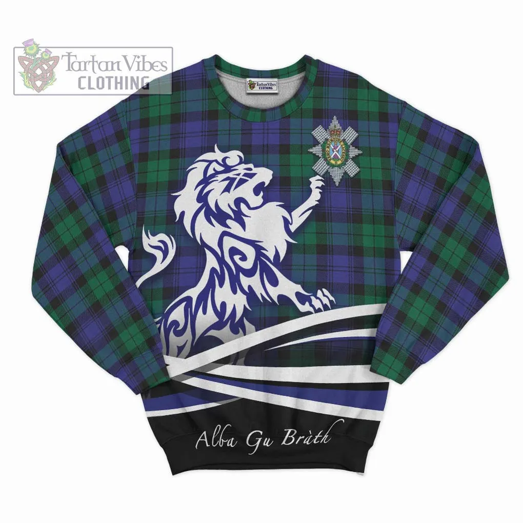 Black Watch Modern Tartan Sweatshirt with Alba Gu Brath Regal Lion Emblem