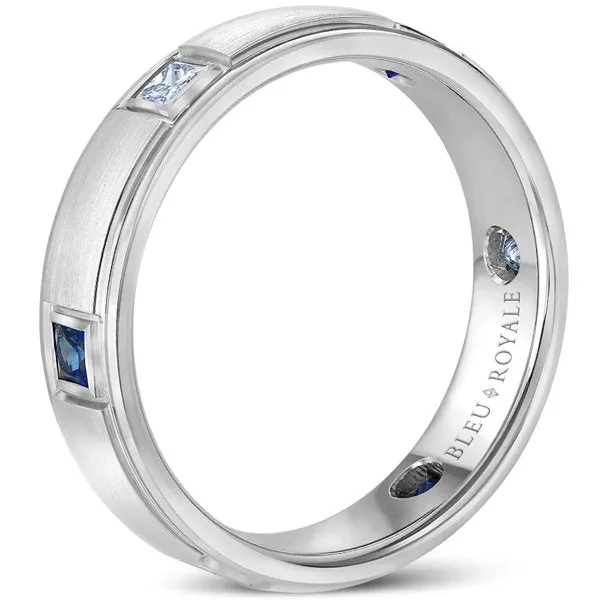 Bleu Royale Blue Sapphire & Diamond Princess Cut Eternity Wedding Band