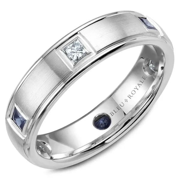 Bleu Royale Blue Sapphire & Diamond Princess Cut Eternity Wedding Band