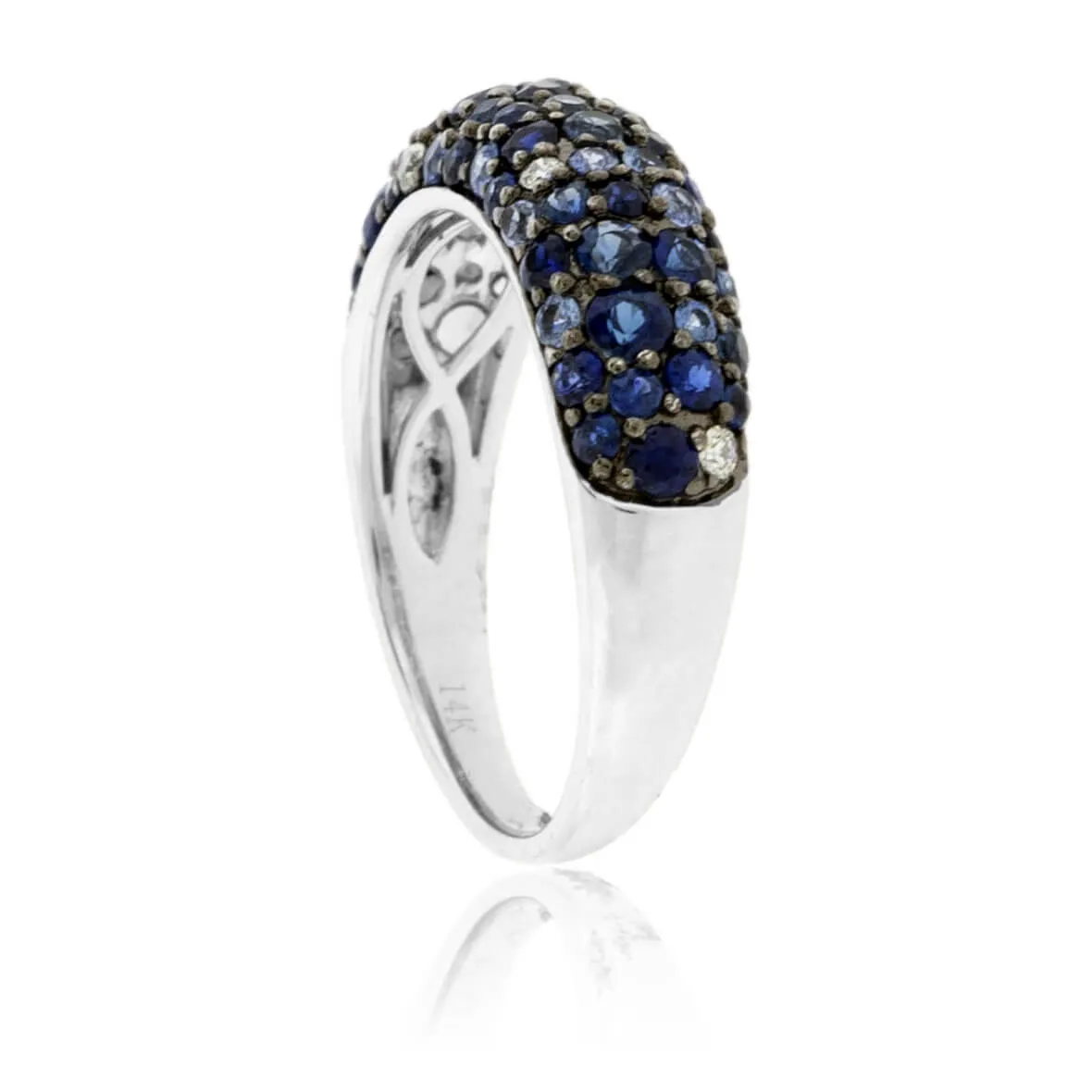 Blue Sapphire and Diamond Cluster Ring