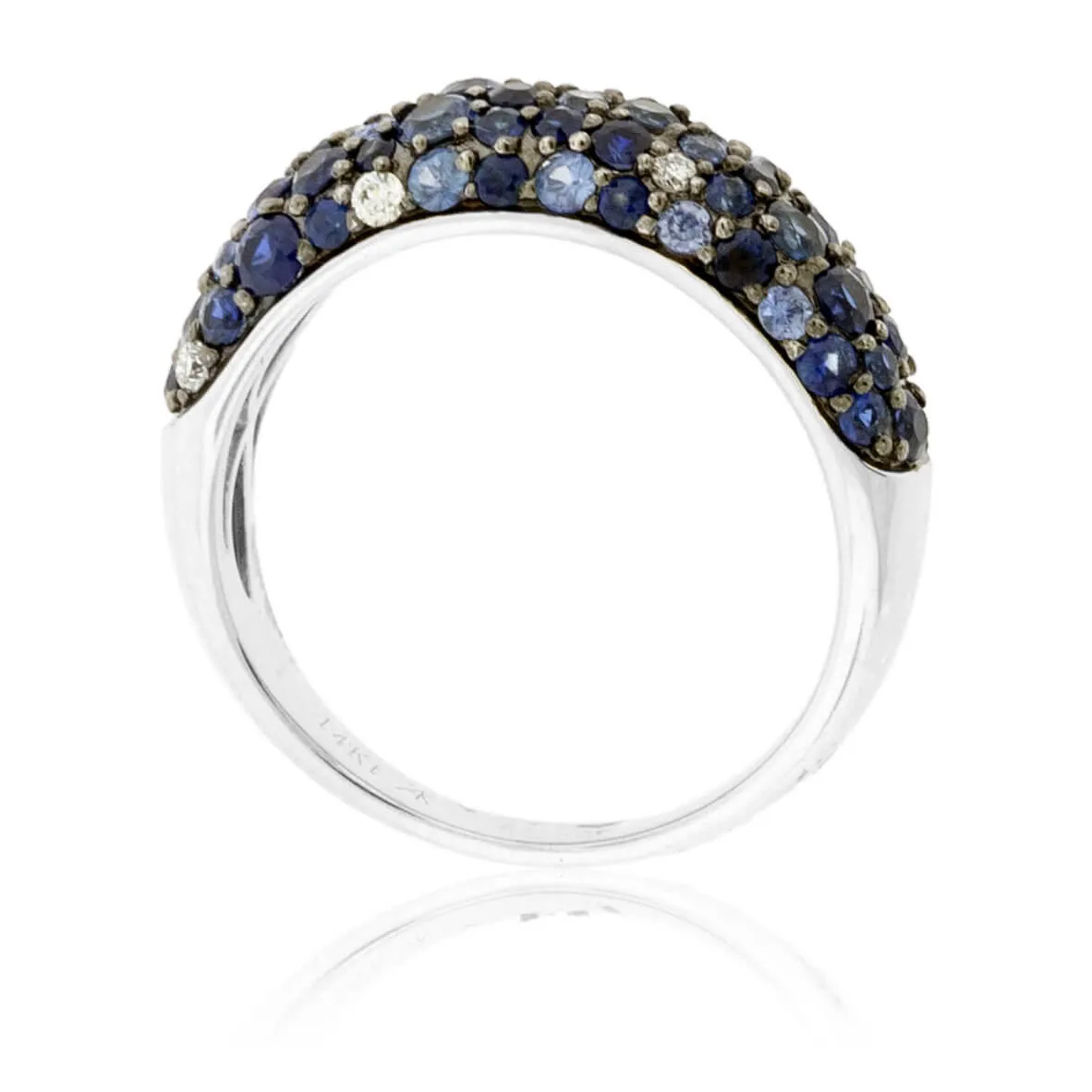 Blue Sapphire and Diamond Cluster Ring