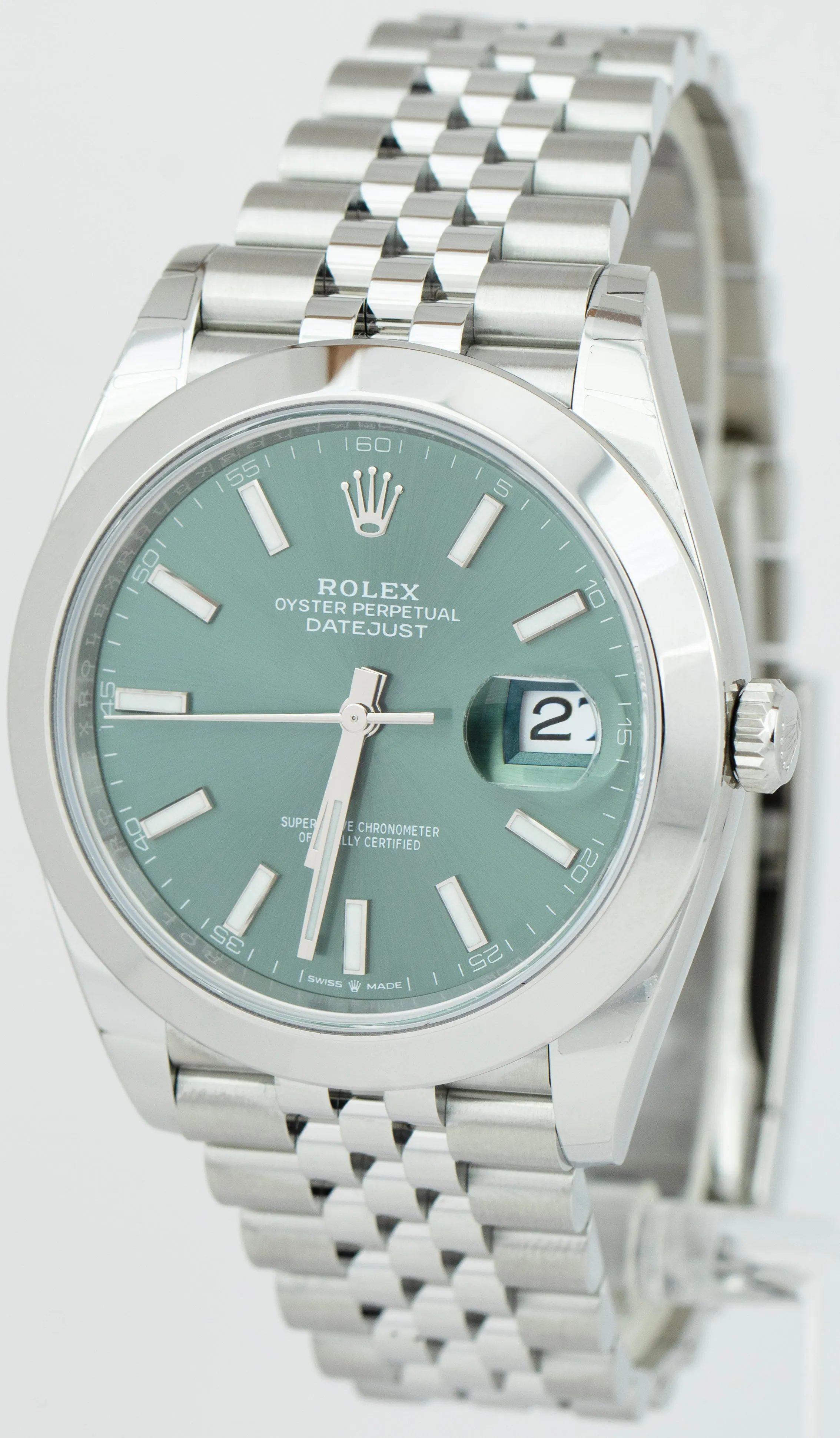 BRAND NEW 2023 Rolex DateJust 41 MINT GREEN Stainless Jubilee Watch 126300 B P