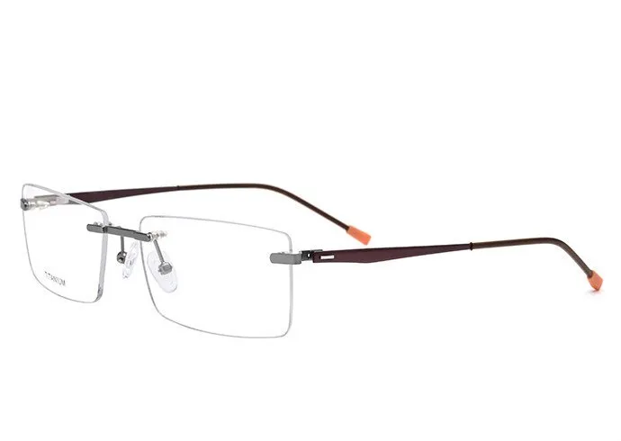 Brightzone Men's Eyeglasses Rimless Titanium Rectangular 828