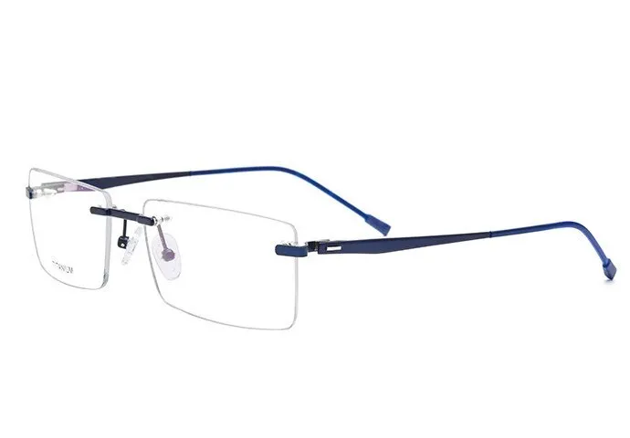 Brightzone Men's Eyeglasses Rimless Titanium Rectangular 828