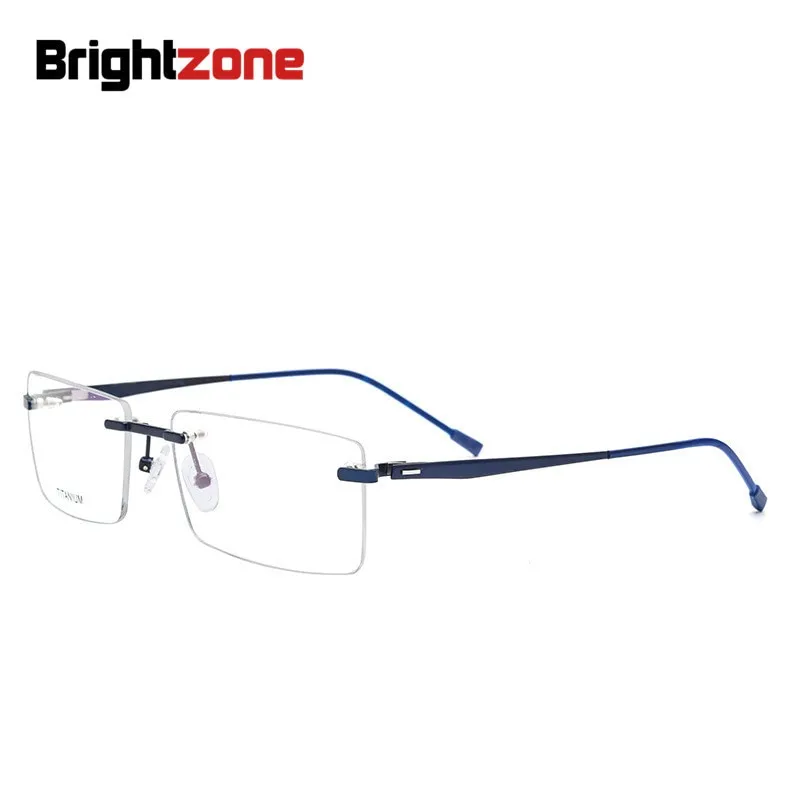 Brightzone Men's Eyeglasses Rimless Titanium Rectangular 828