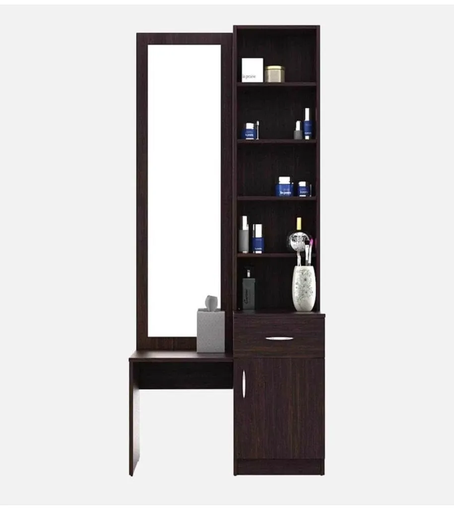 CASPIAN Furniture Dressing Table with Mirror for Bedroom | Bedroom Vanity Table | Dresser | Storage (Rainforest Dark)