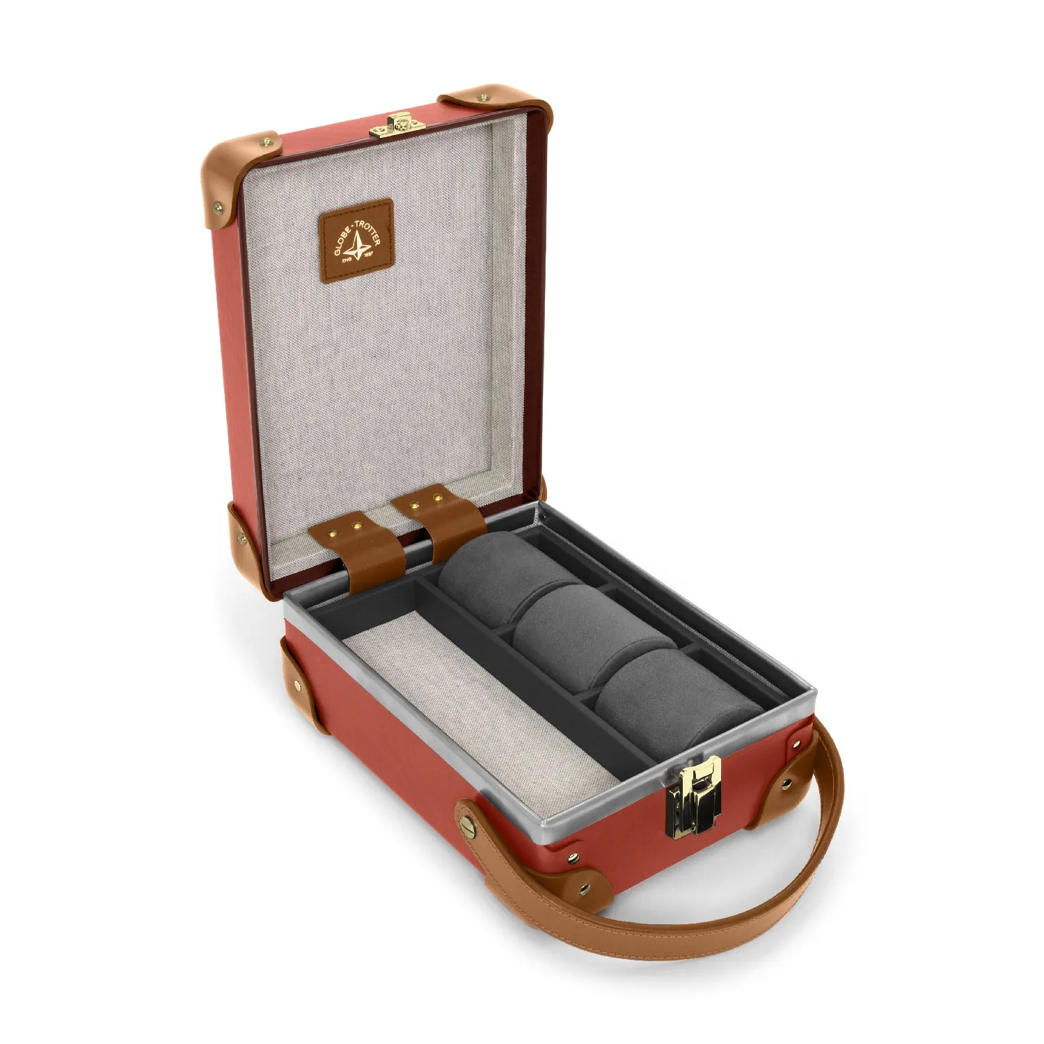 Centenary · 3-Slot Watch Case | Red/Caramel