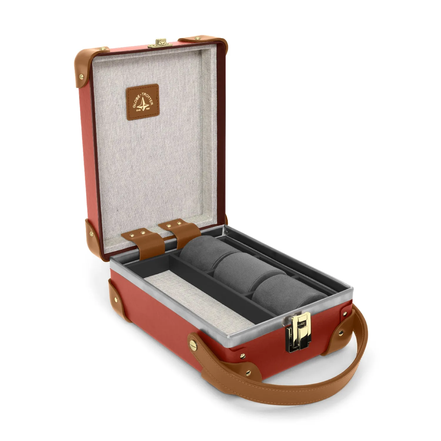 Centenary · 3-Slot Watch Case | Red/Caramel