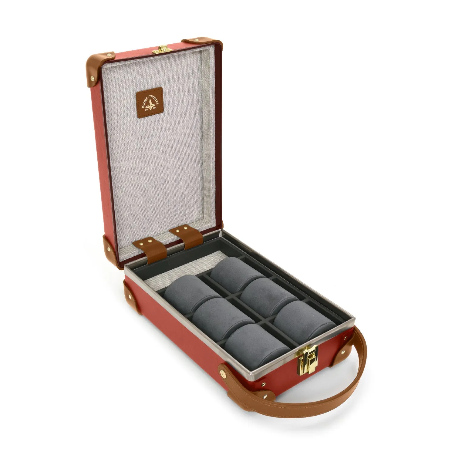 Centenary · 6-Slot Watch Case | Red/Caramel