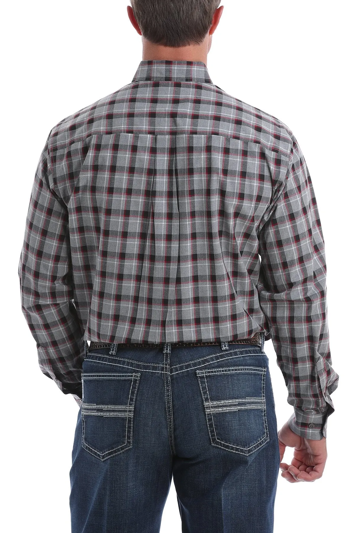 Cinch Black, Grey and Burgundy Plaid L/S Shirt - MTW1105072 - On Sale