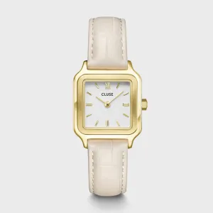 Cluse Gracieuse Petite Watch Leather, Marshmallow Croco, Gold Colour