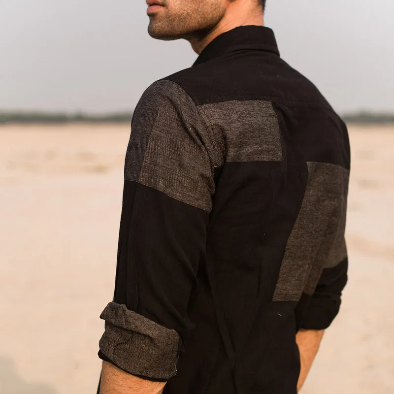 Cotton Shirt For Men | Full Sleeves | Collared | Black