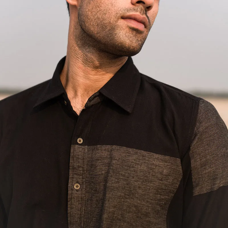 Cotton Shirt For Men | Full Sleeves | Collared | Black