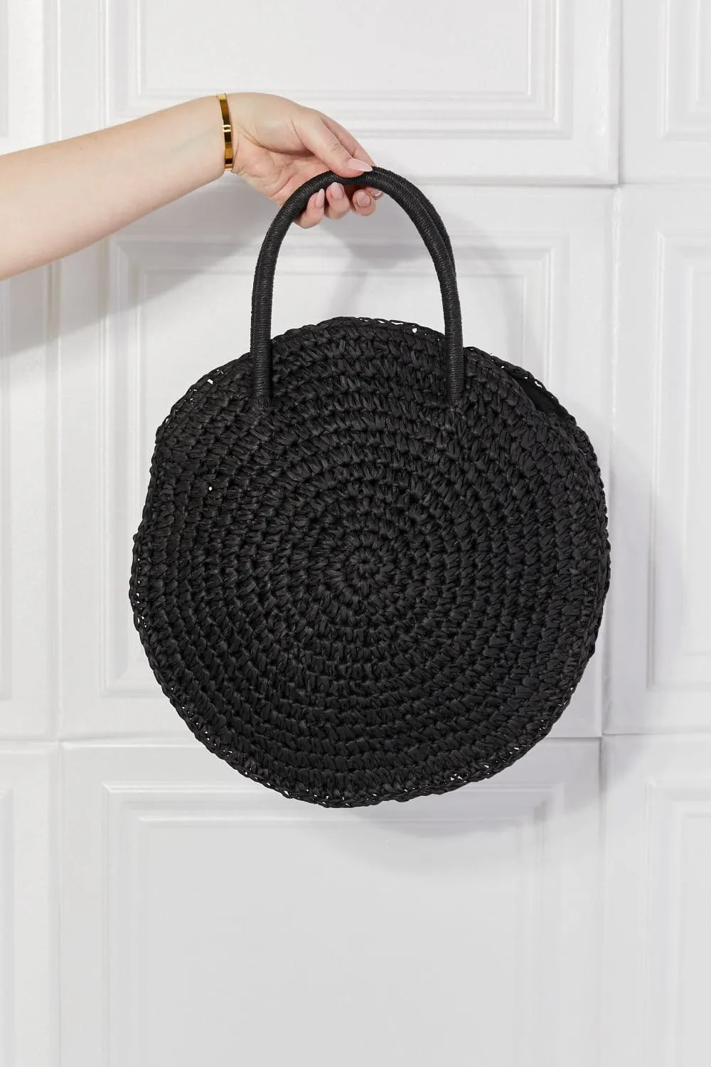 Date Night Straw Rattan Handbag in Black