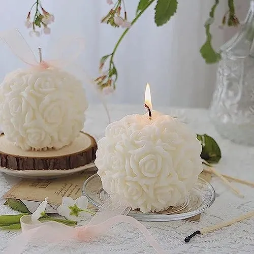 Elegant 3D White Rose Scented Floral Mini Candle - Exquisite Decorative Piece for Ambiance and Gifting