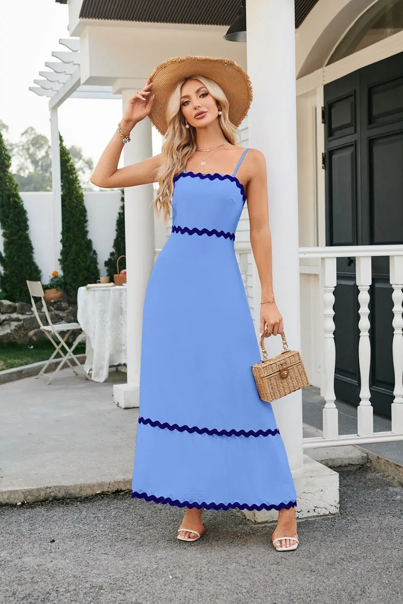 Elegant Blue Midi Summer Dress