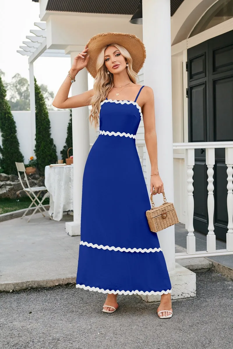 Elegant Blue Midi Summer Dress