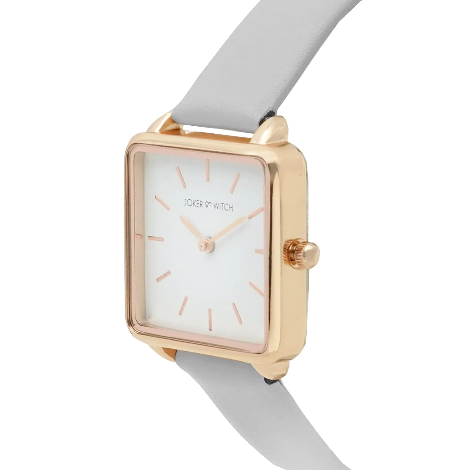 Emily Square White Dial Grey Strap Watch