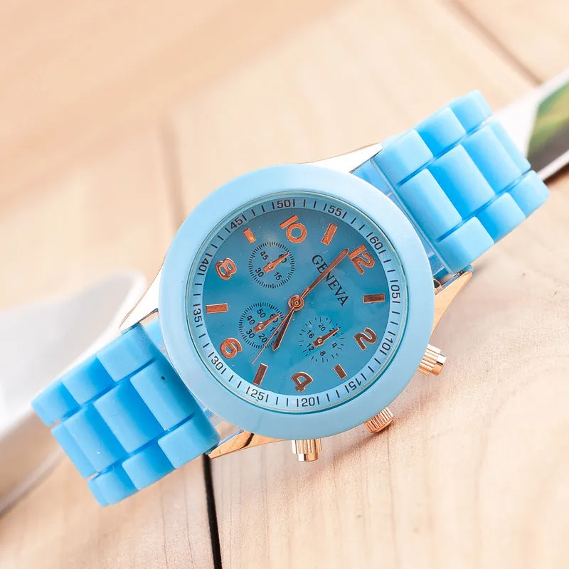 Geneva Silicone Watch Jelly Children Student Silicone Watch Couple Watches Trendy Fashion Men's and Women's Quartz Watch